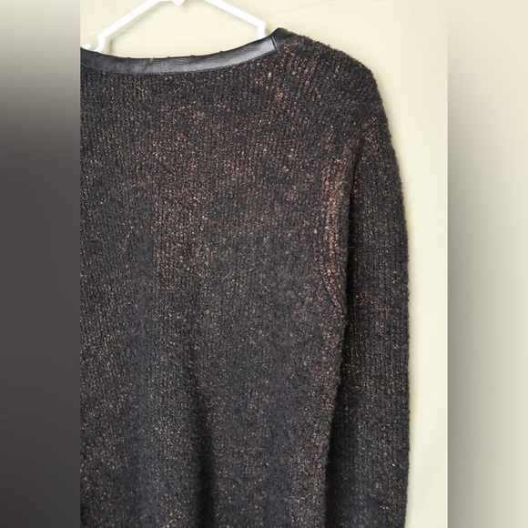Hinge Alpaca Cardigan Sweater Wool Blend Metallic Bronze Snap Front Women’s Sz L - Picture 8 of 13